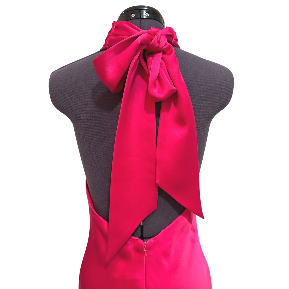 Ramy Brook Dress Maxi Tatiana Gown Hot Pink Halter Formal Size 8 MSRP $645 - Picture 8 of 15